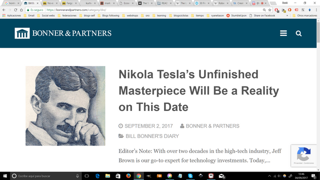 tesla's face on bill's site today