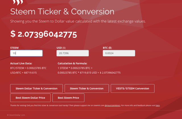 Try this Steem Dollar/Steem Ticker & Conversion Tool!