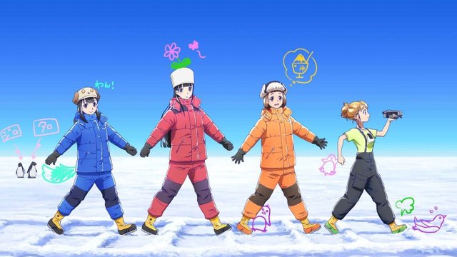 yayan, anime, antarctic, ship, penguins, Arctic, Sora yori mo Tooi Basho