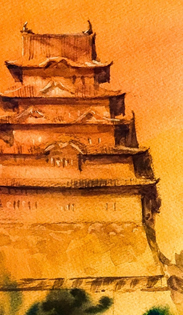 Himeji Castle Sunset 姫路城 / Watercolor painting — Steemit
