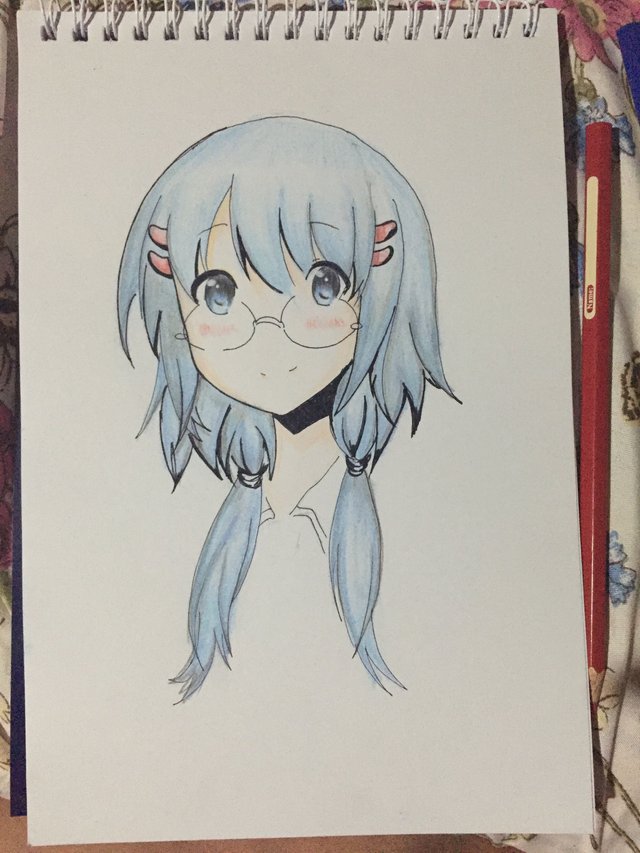 How to Draw an Anime Girl with Long Blue Hair  Anime Drawing with Colored  Pencils 