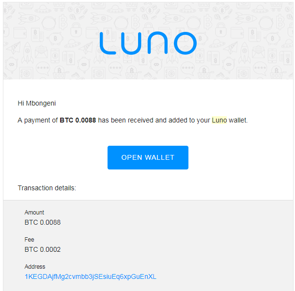 How to get my bitcoin address on luno