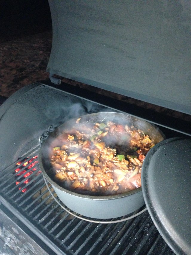 Cast iron chili on the smoker.jpg