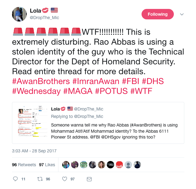 Lola💋 🇺🇸 on Twitter   🚨🚨🚨🚨🚨🚨WTF            This is extremely disturbing. Rao Abbas is using a stolen identity of the guy who is the Technical Director for the Dep… https   t.co sC1Emcpc5Z .png