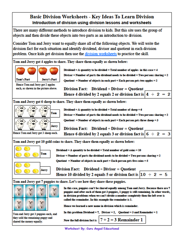 3rd grade math basic division practice sheets round 1 steemit