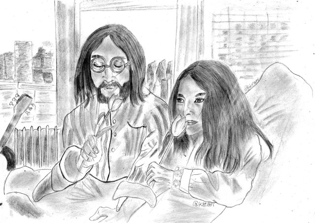 John Lennon Yoko Ono Drawing Process Katari The Beatles Steemit