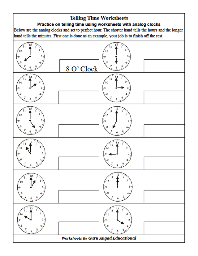 2nd grade math telling time worksheets using analog clock steemit