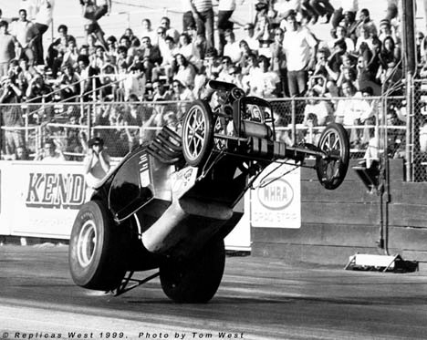 The Magic Muffler Fuel Altered squirts up into the air. Photo by Tom West.jpg