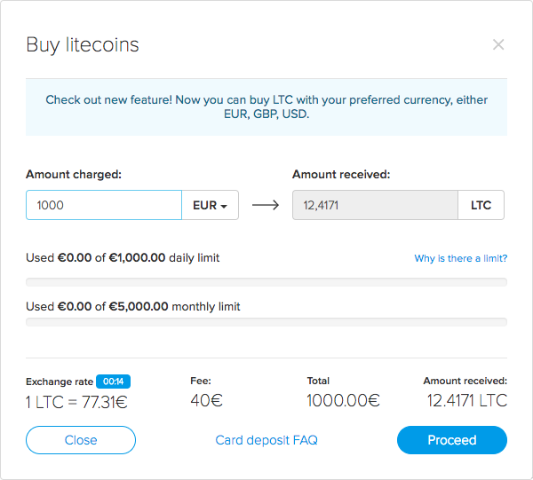 comprar Litecoins con tu Tarjeta Bancaria
