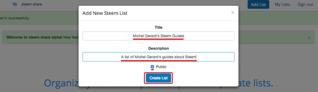 Organize your Steem Posts in Public or Private Lists with Steem Share!