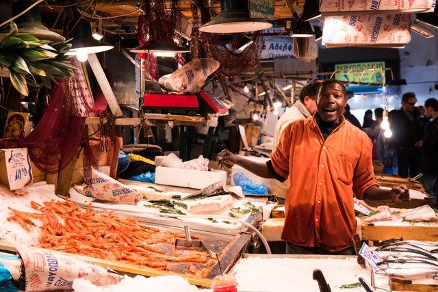 Fisherman at Athens flea market