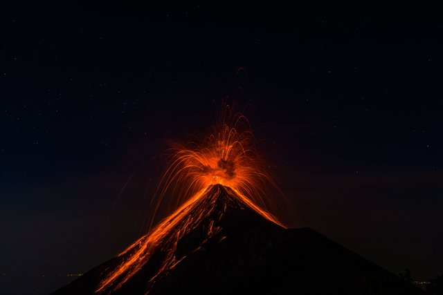 Volcano de Fuego, Acatenango, Guatemala, Long exposure