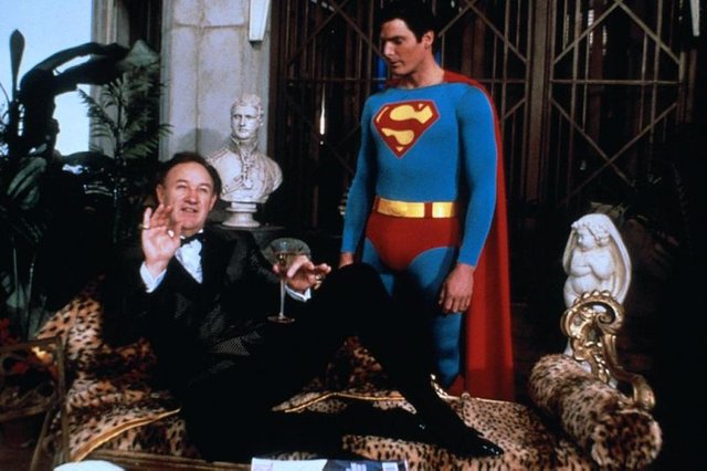 christopher reeves as superman and gene hackman as lex luthor in superman 1978.jpg