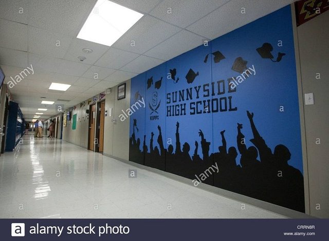 african-american-students-in-hallway-of-public-charter-high-school-CRRN8R.jpg