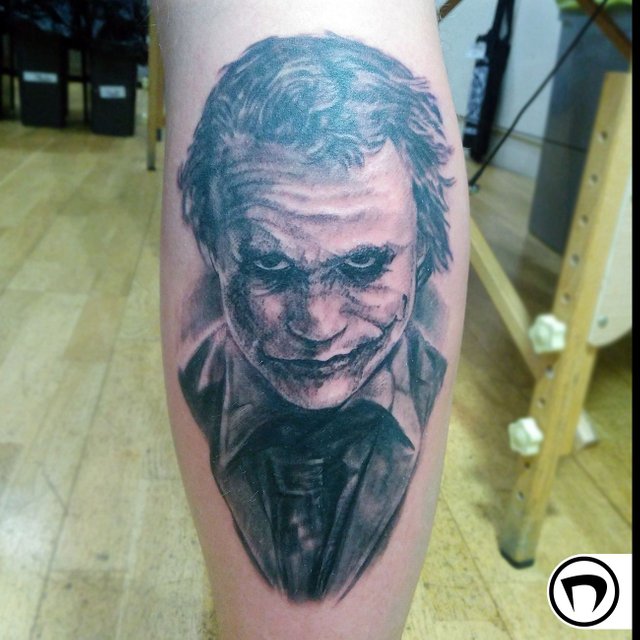 Realistic Heath Ledger Joker Tattoo by tintenkunst  Tattoogridnet