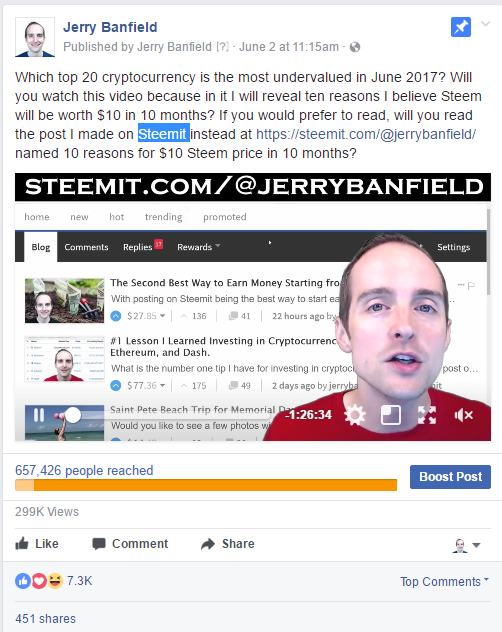 steemit video ad 1 facebook initial results.png