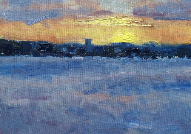 Brisbane Sunset, Oil, 12x16 Inches, 2017.jpg