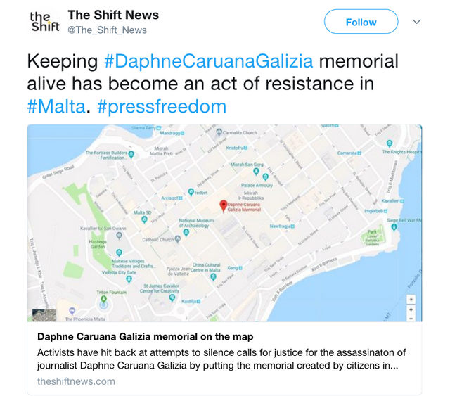 The Shift News on Twitter   Keeping  DaphneCaruanaGalizia memorial alive has become an act of resistance in  Malta.  pressfreedom https   t.co Rw9amXaeGW .png