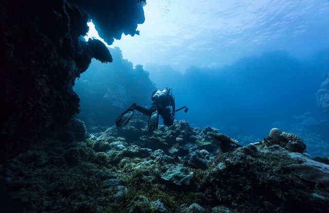 Julia Summerling, Mike Ball Dive, exciting a cave © James Sherwood, Bluebottle Films.jpg