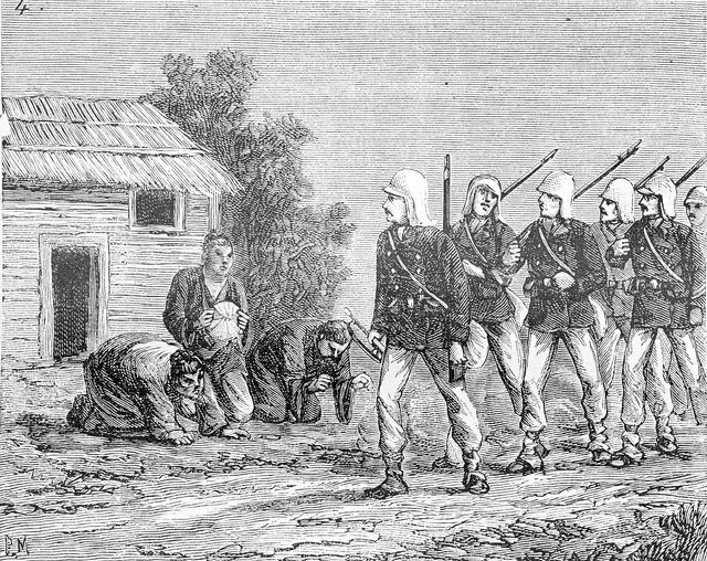 Annamese_kowtowing_to_French_soldiers L. Huard, La guerre du Tonkin public 1887.jpg