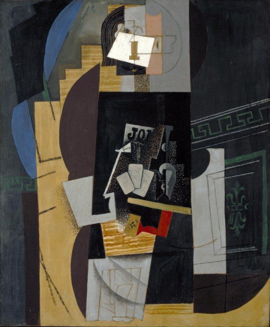 Pablo Picasso, L'Homme aux cartes (Card Player), 1913. Oil on canvas, 108 x 89 cm.jpg