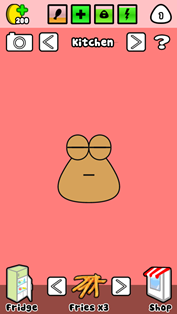 Pou is hungry,tired and dirty.