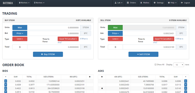 Venta de STeem en Bittrex.PNG