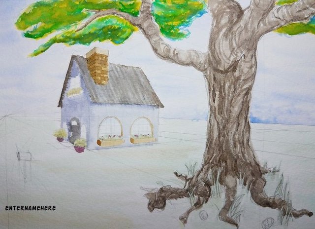 enternamehere-steemit-AMScribbles-day3-house-tree-perspective-watercolor.jpg