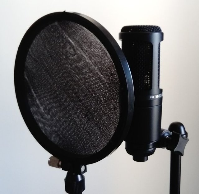 A microphone with a pop filter