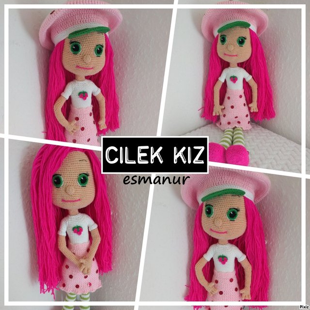 Emily Erdbeer çilek kiz amigurumi Strawberry Shortcake