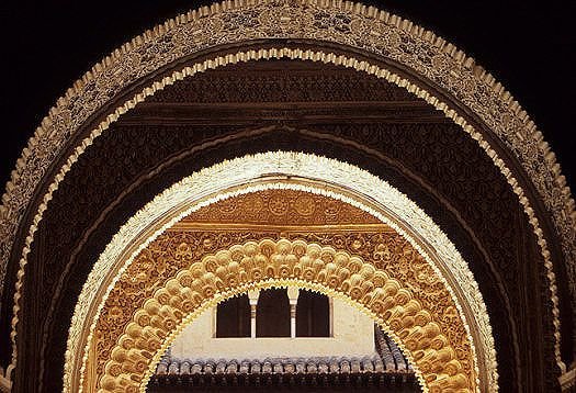 Spain - Granada - Alhambra - Arches at the Patio de los Leones.jpg