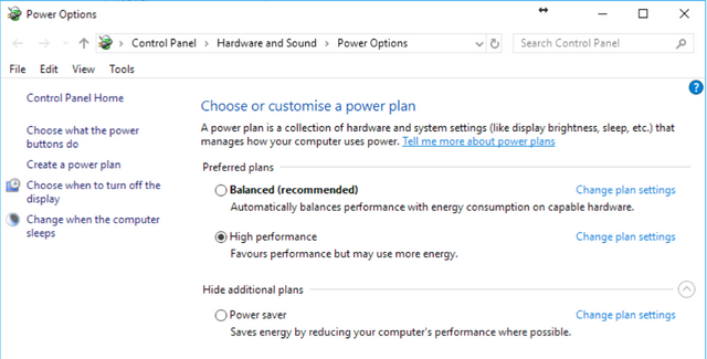 Additional power settings