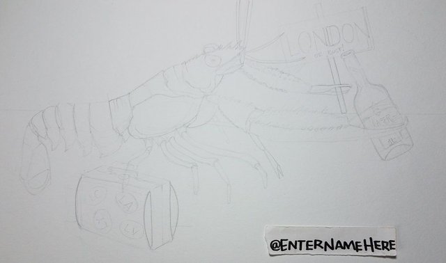 enternamehere-alphabetartchallenge-day12-langoustine-luggage-lager-pencil.jpg