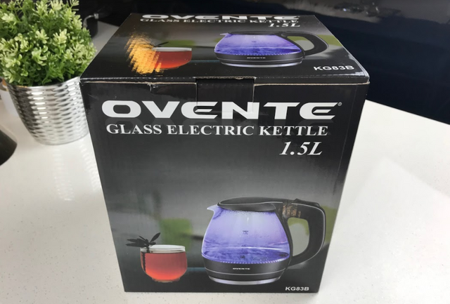 OVENTE 1.5 L Glass Electric Kettle Hot Water Boiler, Auto Shutoff, for  Coffee & Tea - Black KG83B 