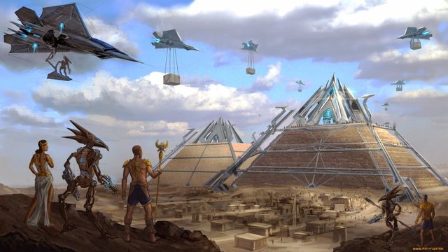 ALIEN BUILDERS SUPERVISING EGYPTIAN GIZA PYRAMID CONSTRUCTION.jpg