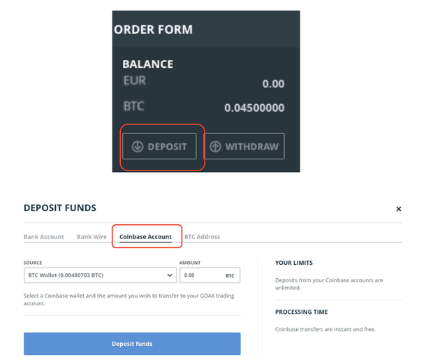 Transférer des fonds de Coinbase vers GDAX