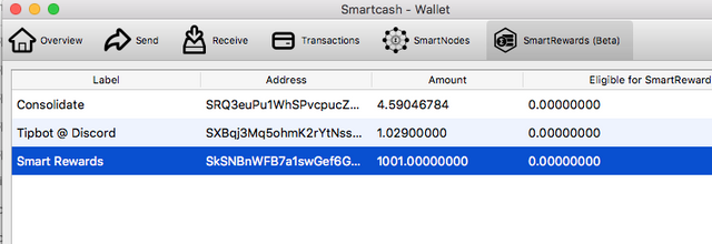 Consolidated SMART, awaiting snapshot to become eligible for rewards