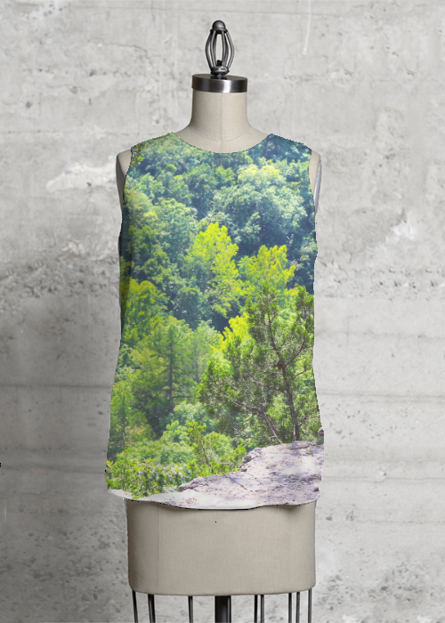 Ladies Green Foliage Sleeveless Top.png