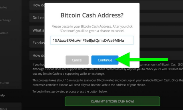 claim bitcoin cash in electrum cash from exodus wallet