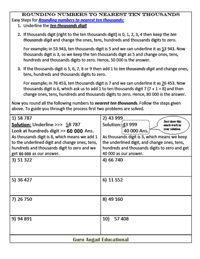 3rd grade math rounding numbers to nearest ten thousands worksheets steemit