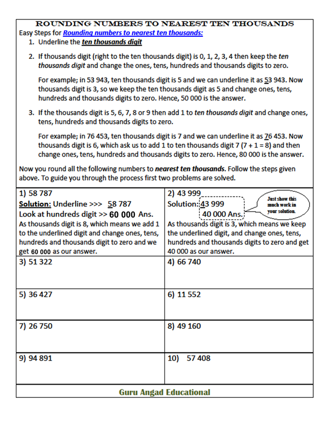 Rounding Worksheets: 2, 3, and 4 Digit Numbers