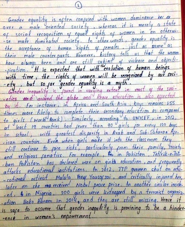 Essay about gender equality