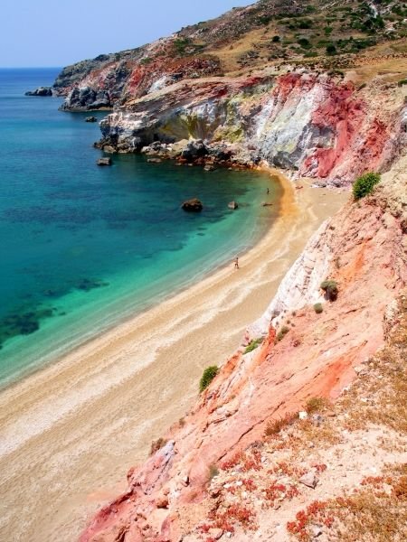 Rocks, sand and sea at Paleochori beach, Milos.jpg