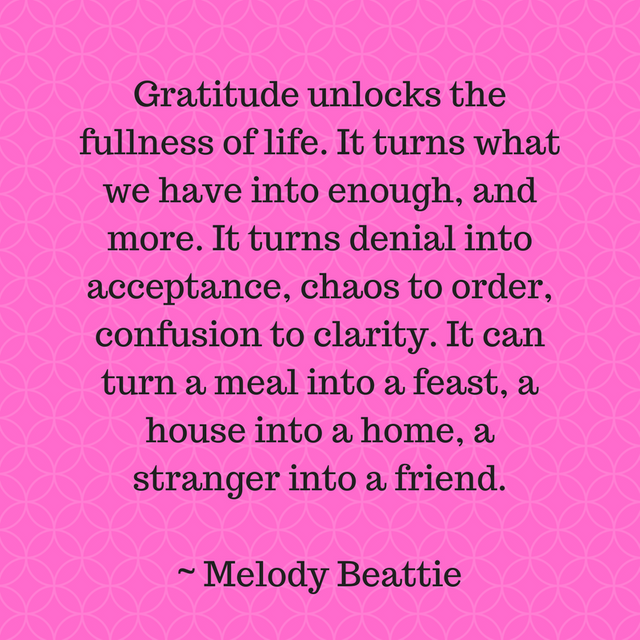 Gratitude unlocks the fullness of life. It turns what we have into enough, and more. It turns denial into acceptance, chaos to order, confusion to clarity. It can turn a meal into a feast, a house into a home, a stra.png