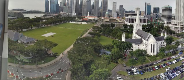 Panoramic view from my hotel room at the Swissotel in Singapore
