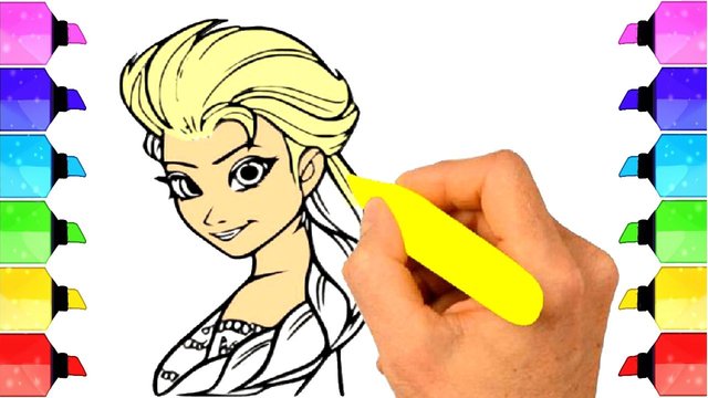 How To Draw and Color Elsa Princess - Disney Princesses Coloring Pages  #Drawing-Extra.jpg