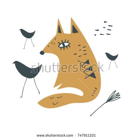 stock-vector-vector-funny-hand-drawn-fox-and-abstract-birds-sticker-print-elements-for-design-and-other-747911221.jpg