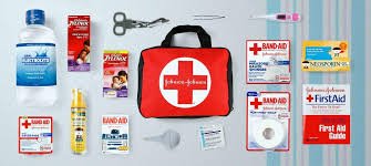 Five items in a first aid shop kit