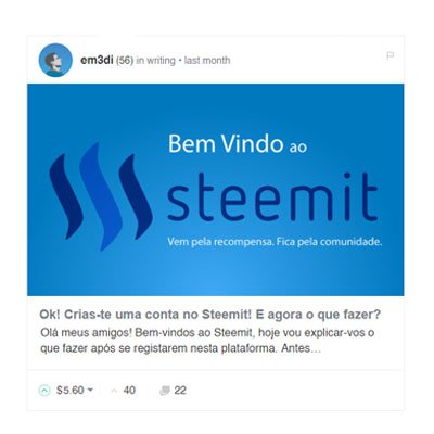 Bem vindo ao steemit