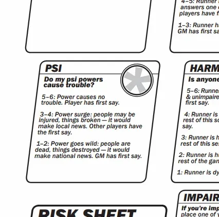 screenshot of section of Psi*Run character sheet
